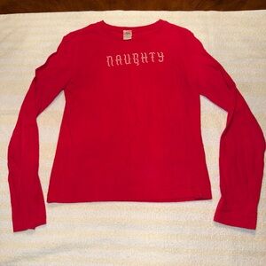 Target Ladies Size M “naughty” Red Long Leave Shirt